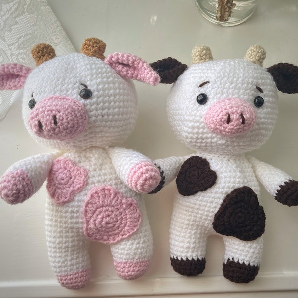 Crochet Amigurumi Cow/ Crochet Strawberry Cow/ Crochet Cow plush/ Crochet Giant Cow/ Crochet cow print/ Cow toy plush