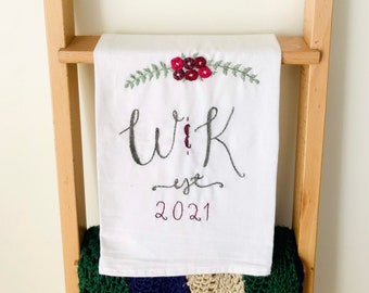 Embroidered Wedding Initials Personalized Established Sign Towel