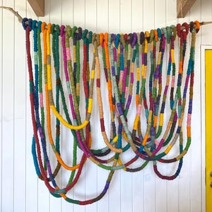 Oversized Wall Hanging - Handmade Textile Art - Wool Fiber Art "Colgante Multicolor"