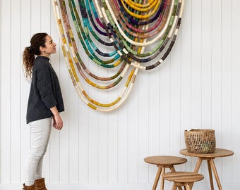 Handmade Wool Fiber Art Wall Hanging, Large Contemporary Textile Art