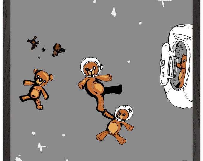 Astronaut Bears Wooden Framed Poster With Premium Matte Paper 50x50 cm / 20x20″