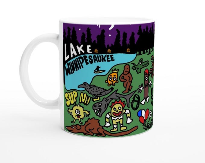 Lake Winnipesaukee Monsters White 11oz Ceramic Mug
