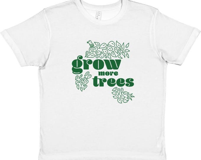 Kids Grow more trees with leaf drawings Premium Crewneck T-shirt White