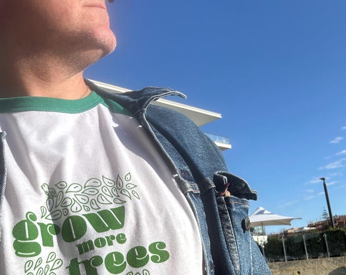 Unisex 3/4 sleeve grow more trees Raglan T-shirt