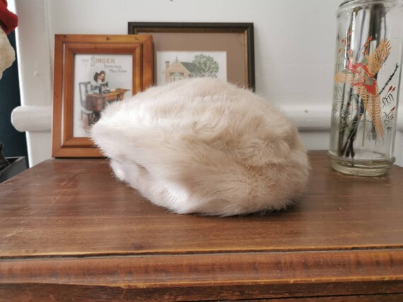 1960s Jacoll cream faux fur beret