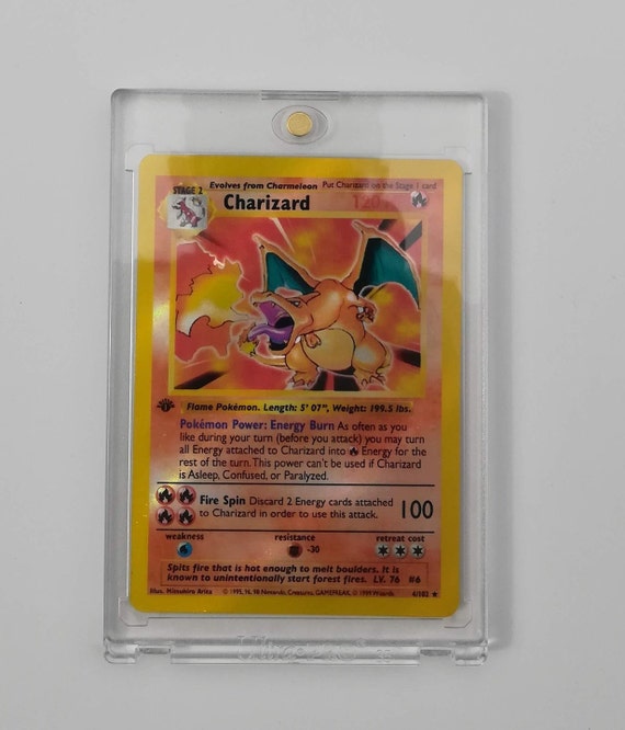 Charizard Base Set First Edition Shadowless Replica Custom Holo Pokemon Card
