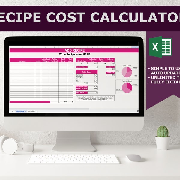 Recipe Collection. Expense Estimator, Formulation for Cosmetics, Skincare Business Calculator, Food Costing Spreadsheet, Cost Analysis Sheet