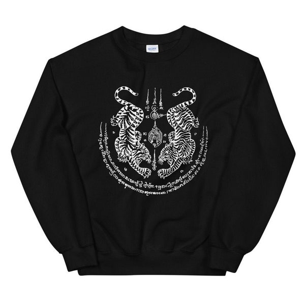 Sak Yant Unisexe Sweatshirt, Tiger Sweatshirt, Tiger Sweater