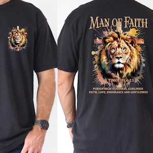 Lion of Judah Christian T-Shirt: Man of Faith Religious Tee
