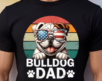 Vintage Sunset Bulldog Dad T-Shirt, Best Dog Dad Ever