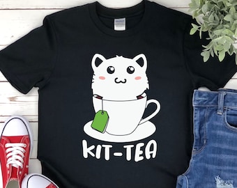 Maglietta divertente Kit-Tea Cat Lover