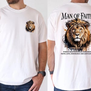 Lion of Judah Christian T-Shirt: Man of Faith Bible Verse Tee