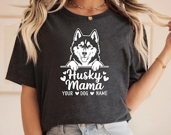 Husky Mama T-shirt med tryck: Hundmamma-present
