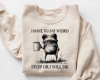 Dziwny sweter z memem żaby: zabawna bluza z grafiką w stylu vintage