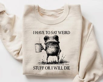 Sudadera con meme de rana extraña: cuello redondo estilo vintage divertido