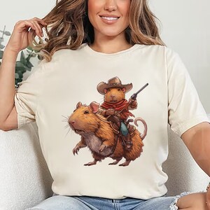 Capybara avec chemise de rat de cow-boy, Capybara rétro drôle, souris mignonne, t-shirt cadeau Capybara pour amateur de Capybara