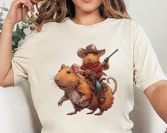 Camiseta de vaquero capibara: divertida camiseta retro de roedor