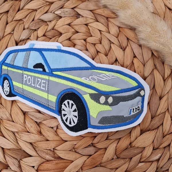 Aufnäher Flicken Applikation | Polizeiauto | 10 x17 cm