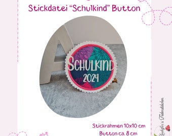 STICKDATEI | Button Anhänger Klettie | Schulkind 2024