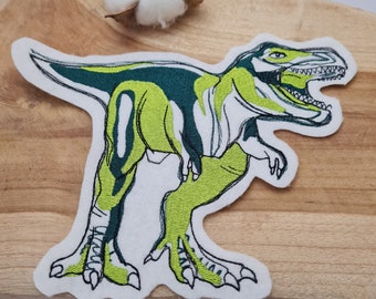 Aufnäher Flicken Applikation | Dinosaurier | T-Rex | Grün | 19 x 15 cm