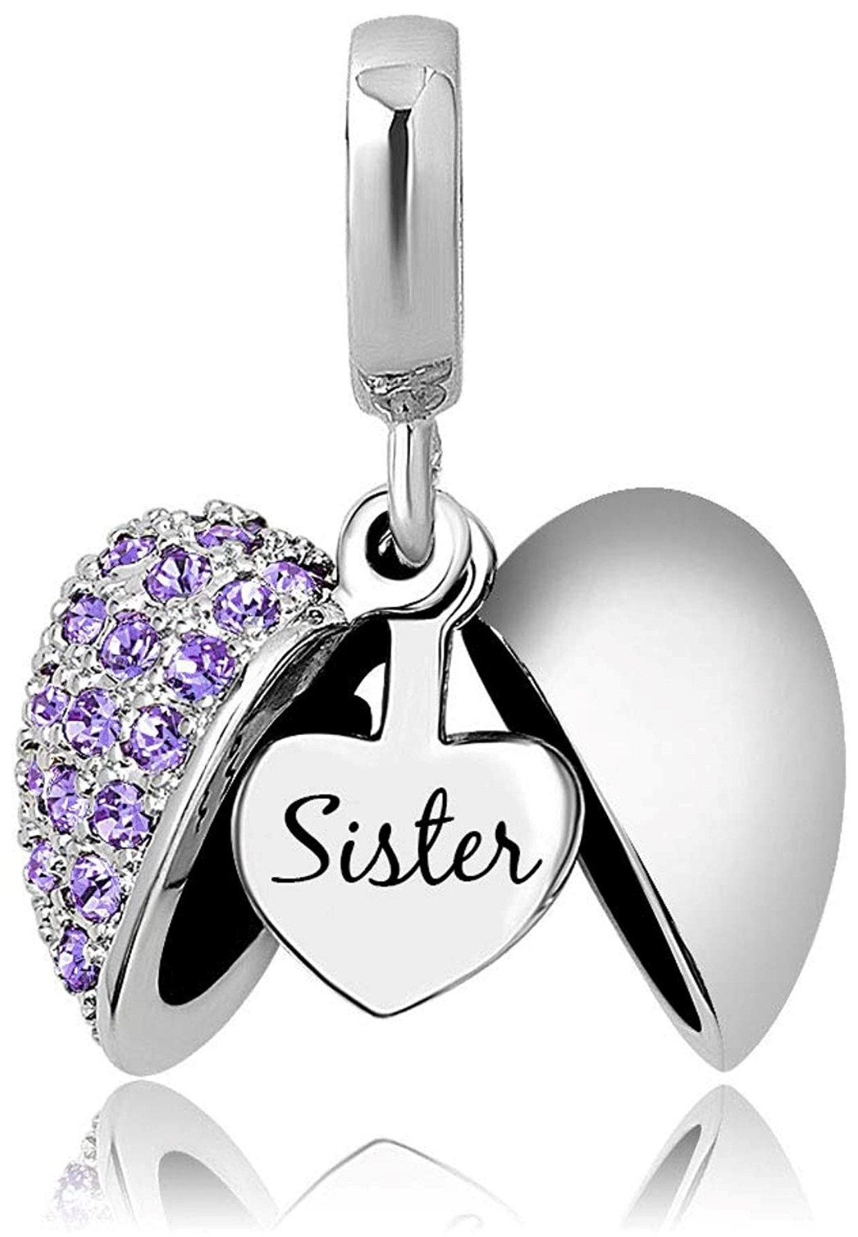 Sister Purple heart Pandora Charms for bracelet Etsy