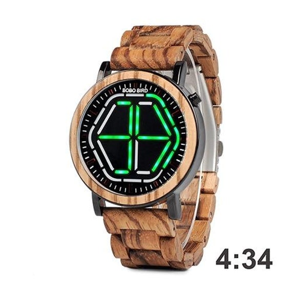 wooden led watch