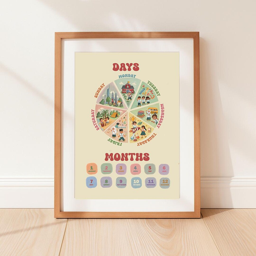 Days of the Week Poster, Children's Art Print, Months Poster, Toddler ...