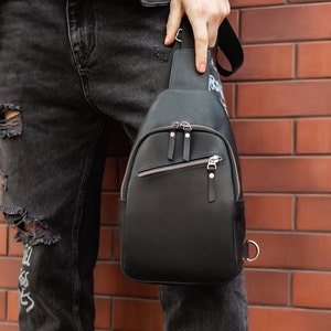 Personalized Genuine Leather Crossbody Bag Unisex Sling Bag Leather Back Bag Leather Shoulder Bag Men Leather Shoulder Bag Gifts for Men