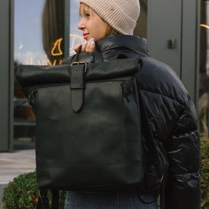 Black leather backpack. Women&#39;s backpack. Leather backpack. Leather backpack. women&#39;s gift Christmas gift. Backpack for travel.