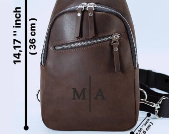 Leather Riding Bag Shoulder Sling Travel bag Sling bag man Leather money long pouch Man sling bag Phone Bag Boyfiriend Gifts Men Bag Leather