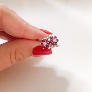 Antique Art Deco 14k White Gold Diamond and Ruby Ring