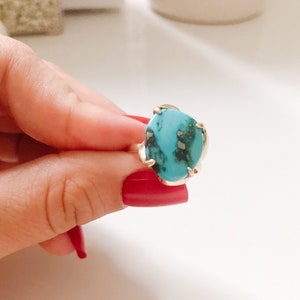 3+ Carat 14k Gold Turquoise Ring