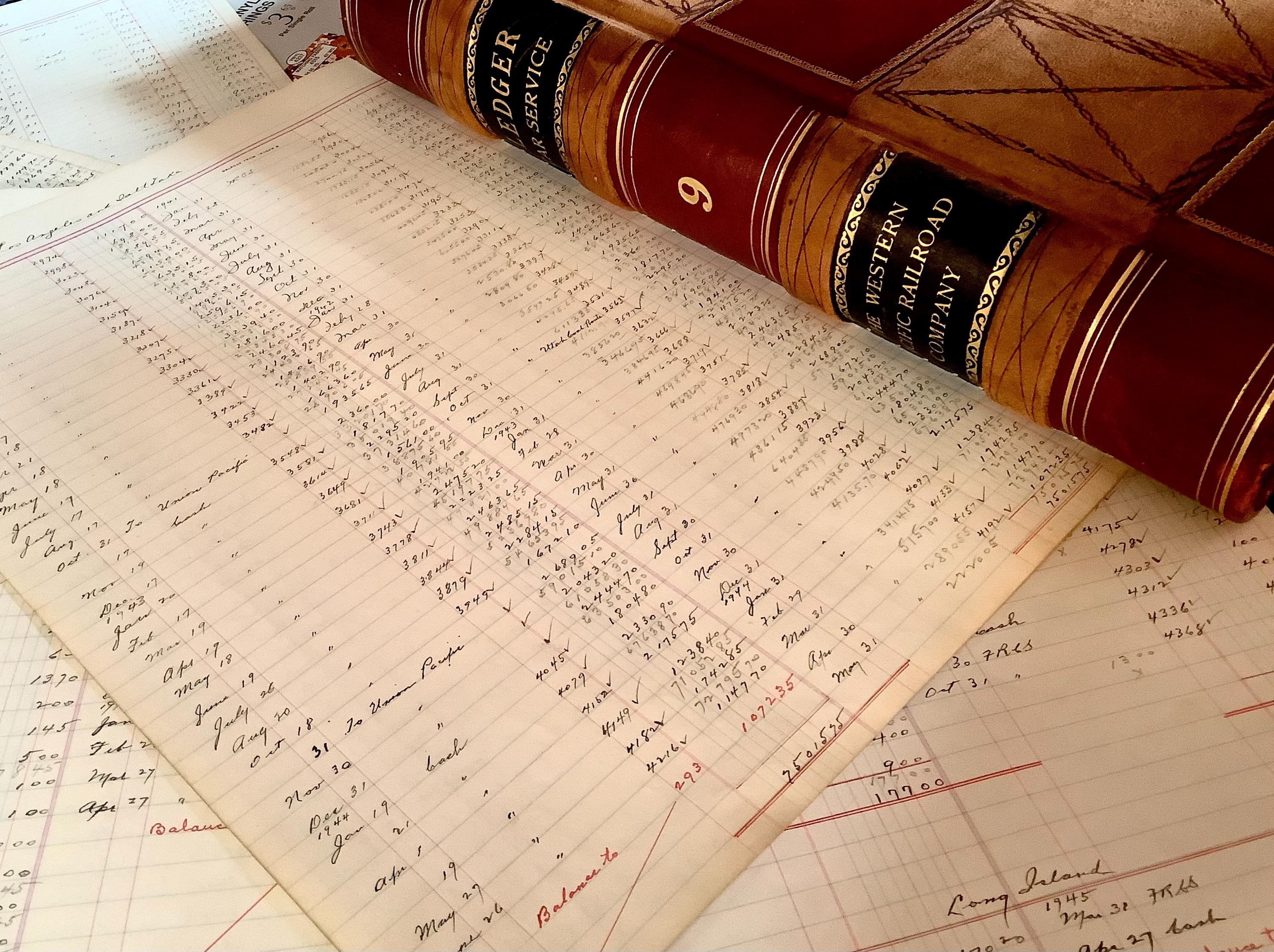 Vintage Railroad Ledger Pages: Large Junk Journal Ephemera