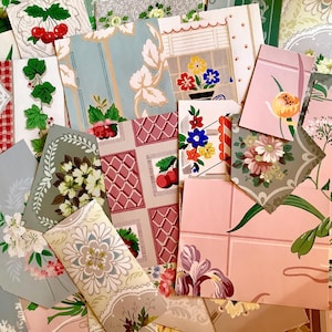20 Piece MCM Floral Wallpaper Scrap Pack. Vintage Wallpaper Sample Bundle. Vintage Collage Pack. Floral Paper Pack. Junk Journal.