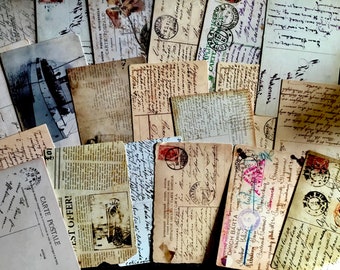 20 Vintage Looking Postcards. Postcard Set. Postcrossing. Junk Journal Ephemera.