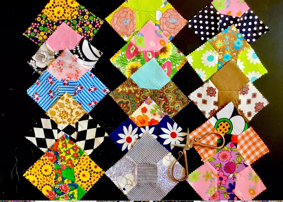 15 Vintage Quilt Squares Snippet Pack. Feed Sack Fabrics. Etsy