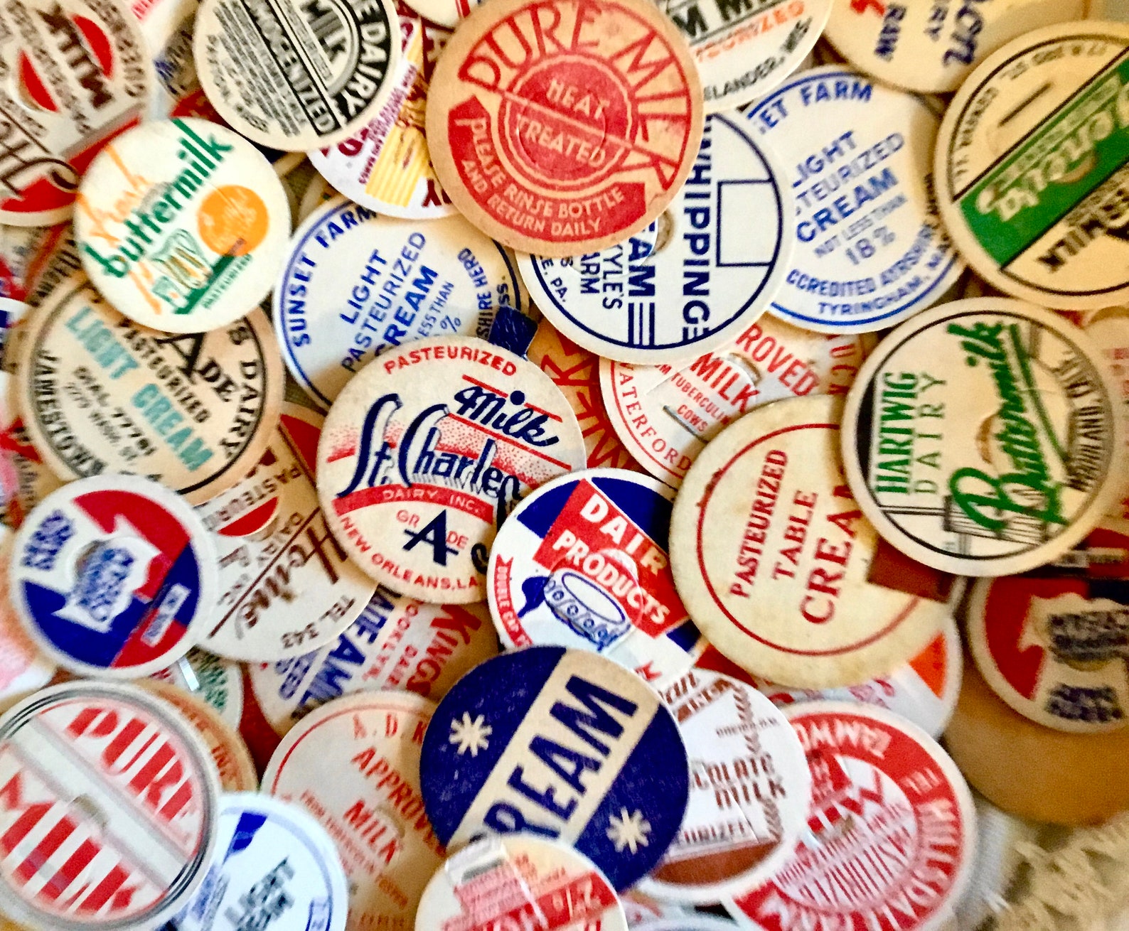 Milk Caps. Authentic Milk Caps, Genuine Milk Caps. Dairy Advertising