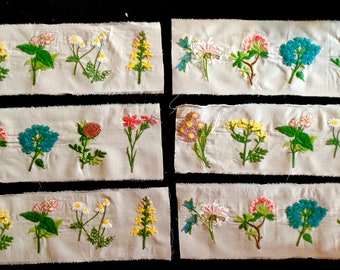 6 Floral Embroidery Panels: Slow Stitch Junk Journal Fabrics