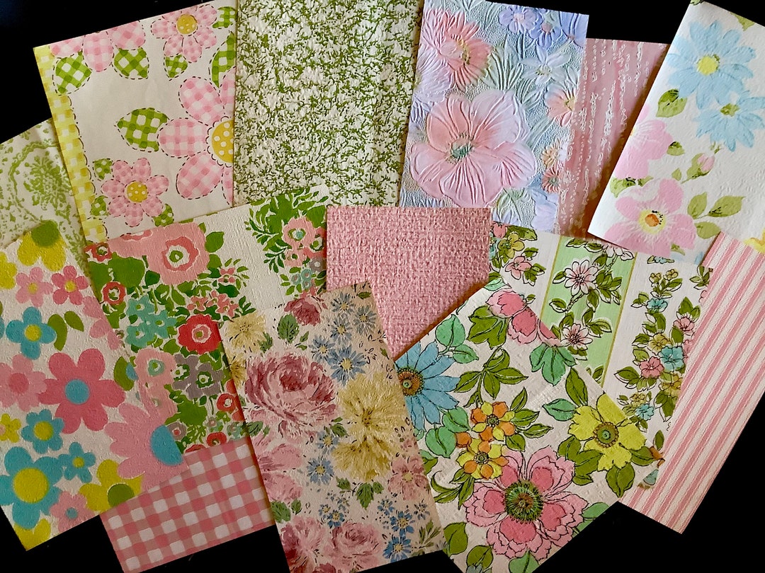 14 Piece Vintage Wallpaper Sample Pack. 1970s Pink Wallpaper Etsy