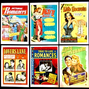 15 cartes postales vintage surdimensionnées. Cartes postales rétro. Cartes postales de bandes dessinées. Cartes postales de cinéma. Cartes postales romantiques.
