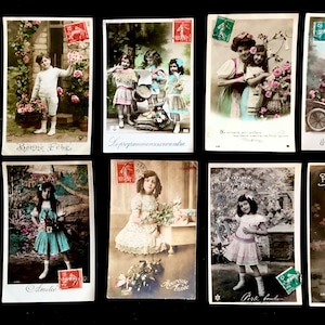 10 Authentic Antique French Children’s Postcards. 1920’s Antique Postcards. Vintage Postcards. Antique Junk Journal Ephemera. Scrapbooking.