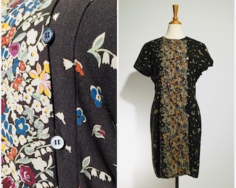 Floral Pillar 70s dress, Japan | S