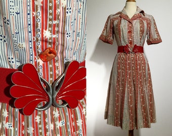 Ditsy Lines 60s dress, Italy | S