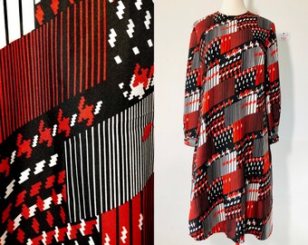 Coronet Red, Black and White 60s Vintage Dress, Europe | L