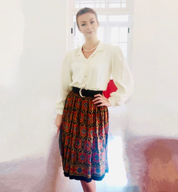 Leslie Fay White & Celtic 80s vintage Shirt Dress