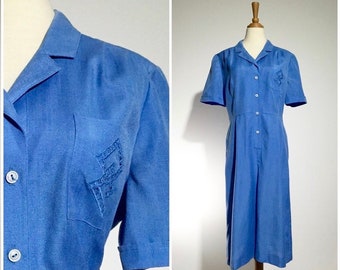 MODYVA 70s Linen Cutout Vintage Dress, Italy | L