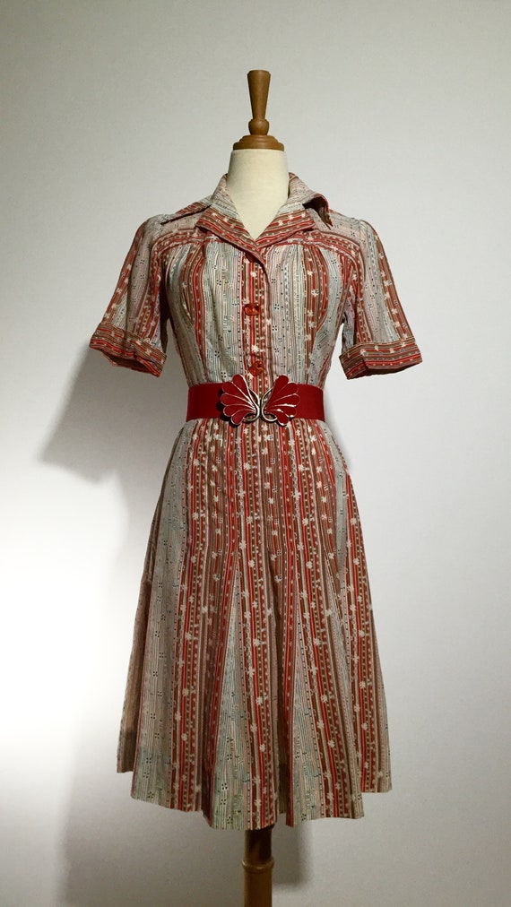 Ditsy Lines 60s dress, Italy | S - image 2