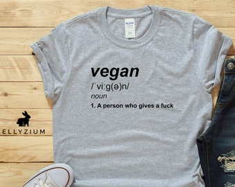 Vegan T Shirt, Vegan Shirt, Vegan Kleding, Vegan Gift, Cute Vegan Shirt, Herbivore Shirt. Definitie van veganistisch - 100% katoenen ethisch shirt