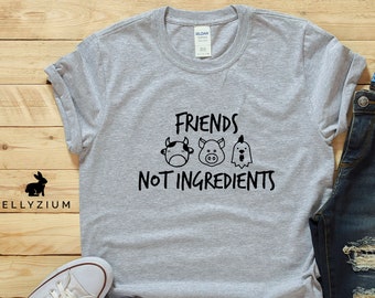 Vegan T Shirt, Vegan Shirt, Vegan Clothing, Vegan Gift. Freunde statt Zutaten. 100% Cotton Ethical Shirt, Cute Vegan Shirt