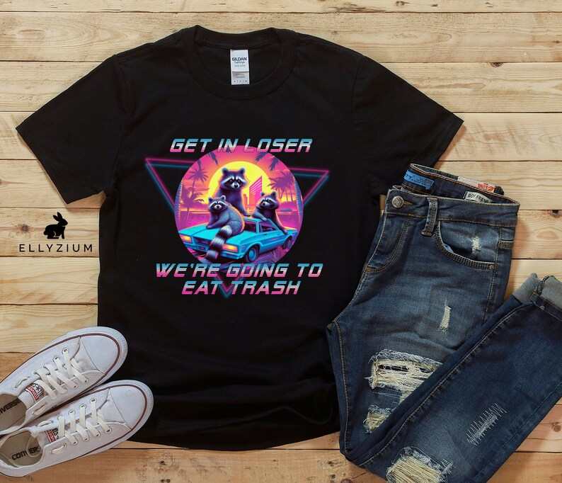 Raccoon Shirt | Trash Panda Shirt | 80s Retro Shirt | Vaporwave Shirt | Neon Shirt | Funny Shirt | Meme Shirt | Animals Shirt | Pet Shirt image 7